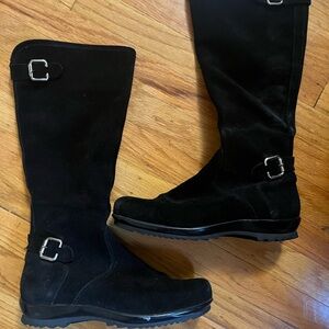Black Suede Boots with Buckles